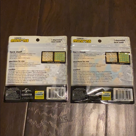 Lot of 2 Minions Themed Kids Face Masks NIP - Picture 2 of 8